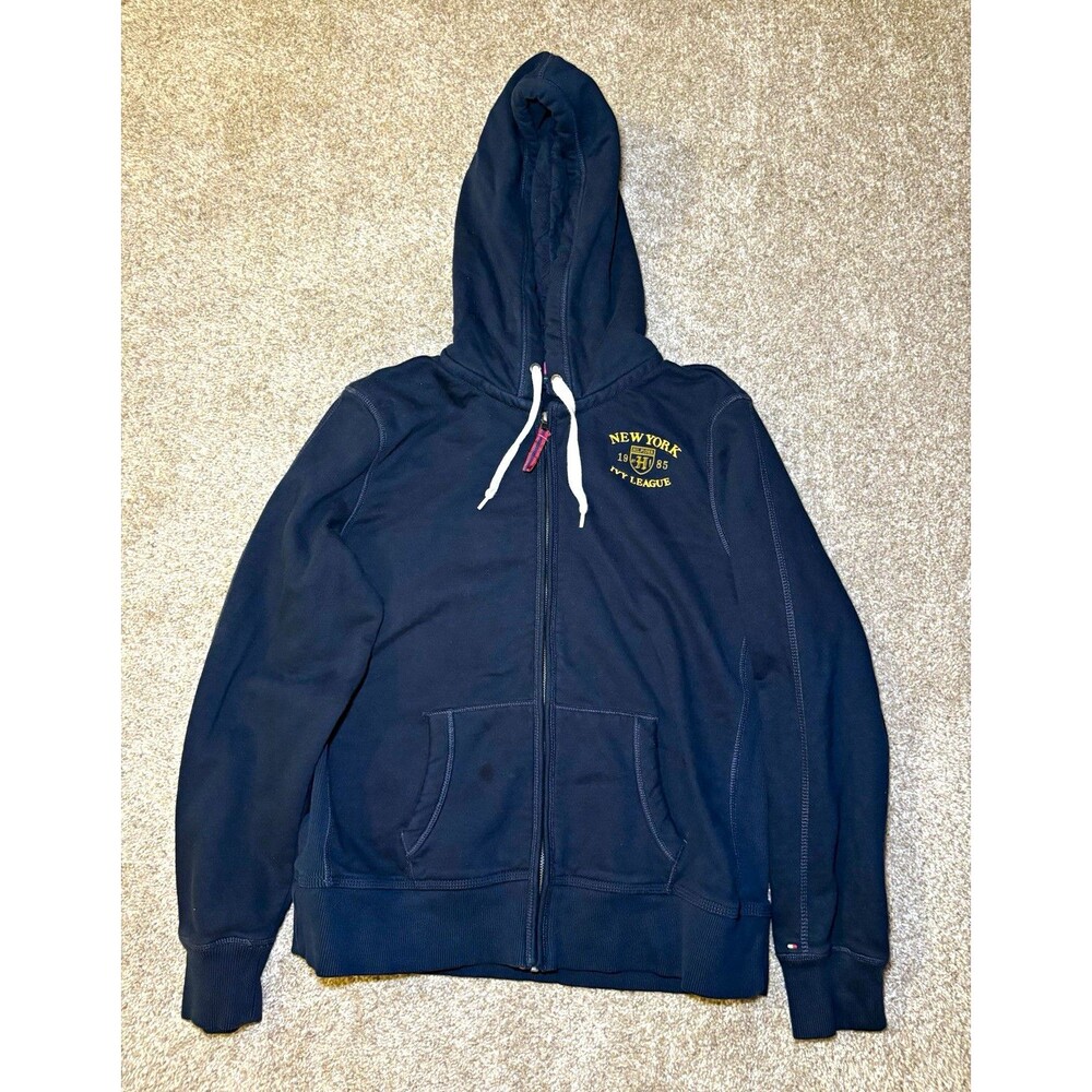 Tommy Hilfiger Men's Ivy League Zip up Hoodie Black New York XL 1985